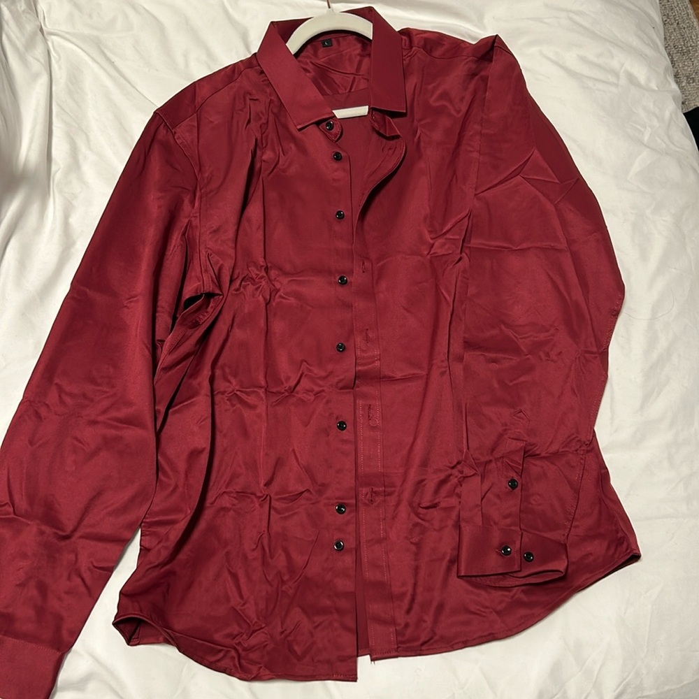 Never worn large red button down